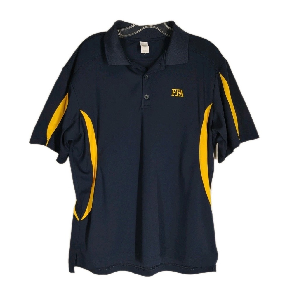 BAW FFA Mens MEDIUM Short Sleeve Collared‎ Embroidered Polo Shirt Navy/Yellow